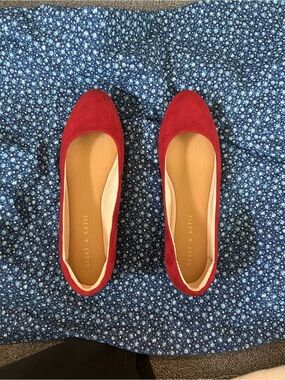 Kelly & Katie Red Suede Round-Toe Flats
